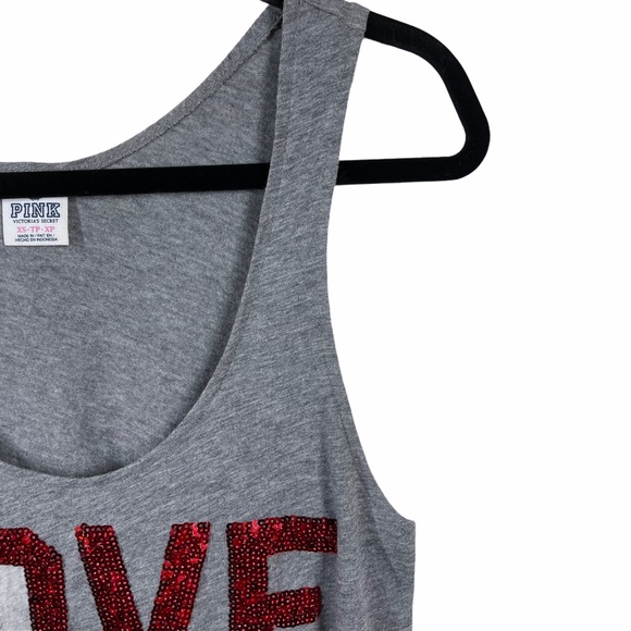 PINK Tank Top XS Gray Blue LOVE PINK - Picture 5 of 6